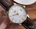 Perfect Replica Longines All Gold Smooth Bezel White Face 40mm Men's Watch